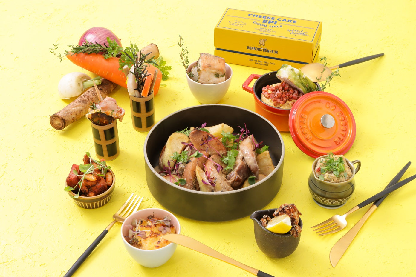 【Monthly collab box(月替わりコラボセット)】11月 ビストロ 秋の味覚とメイン料理「イベリコ豚のオージュ風煮込み」・ドルチェセット