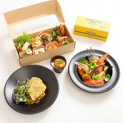 【SPECIAL SEAFOOD COURSE】魚介のオードブルと魚介のメイン料理2種・ドルチェセット※デリバリー